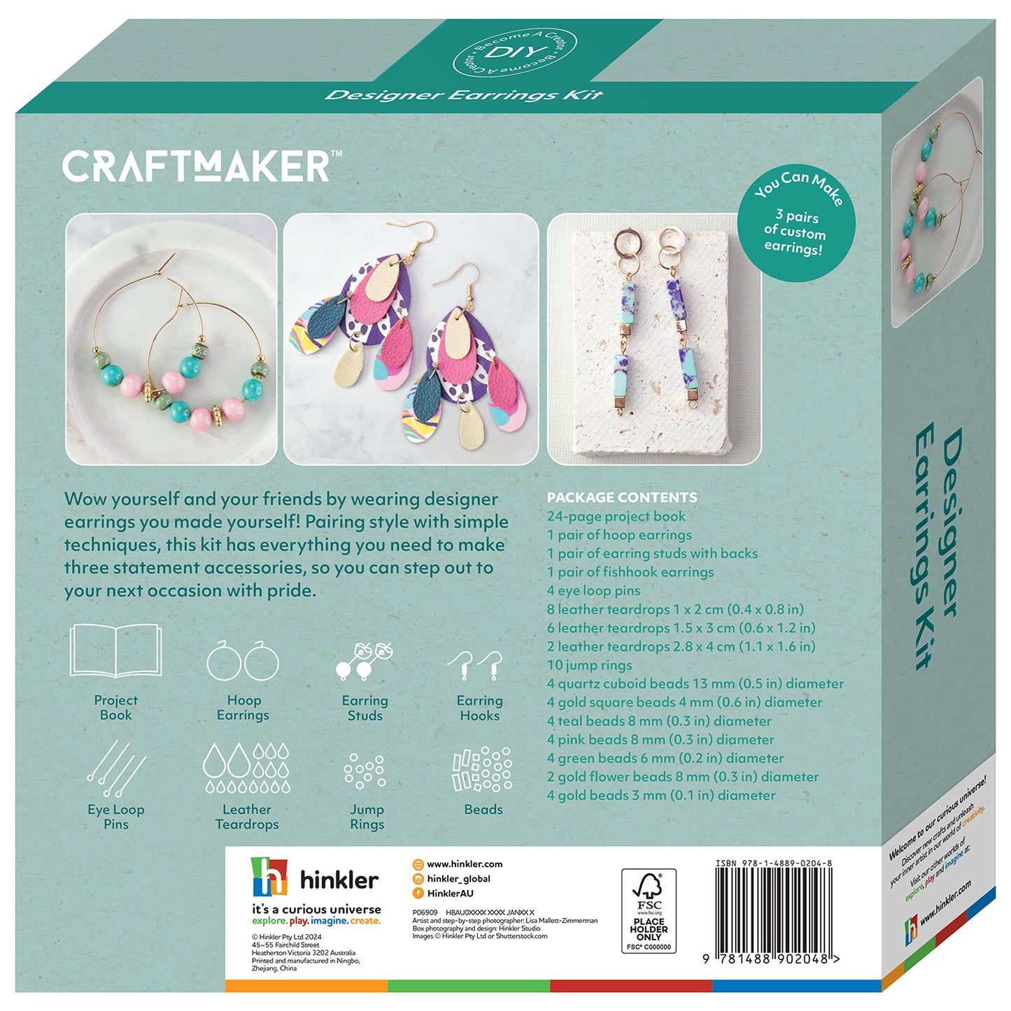 Craft Maker Designer Earrings Kit | Craft maker earrings kit | DIY jewellery making kit | Designer earring craft set | Make your own earrings kit | Earring kit for kids and adults | Craft kit with beads and hooks | Art and craft kit