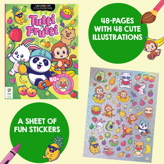 Kaleidoscope Sticker Colouring Tutti Frutti | Colouring Book with Scented Stickers | For 6 to 12 Year Kids