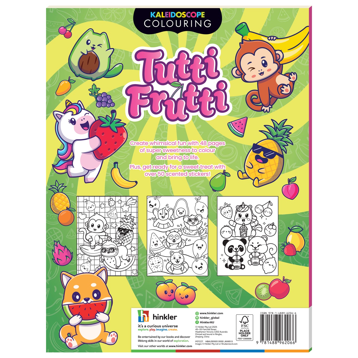 Kaleidoscope Sticker Colouring Tutti Frutti | Colouring Book with Scented Stickers | For 6 to 12 Year Kids