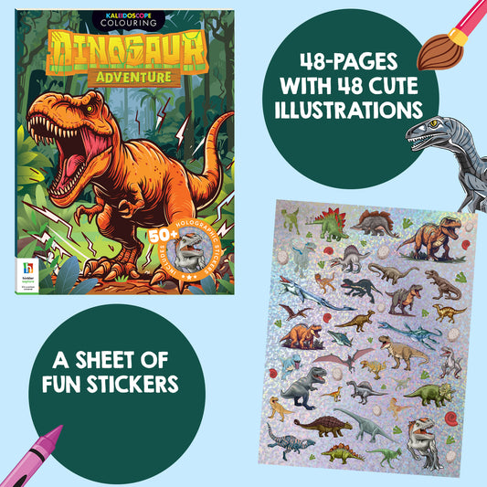 Kaleidoscope Sticker Colouring Dinosaur Adventure | Colouring Book with Scented Stickers | For 6 to 12 Year Kids