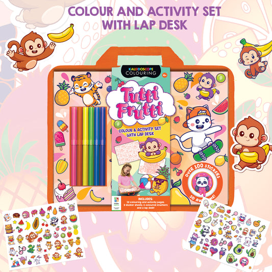 Tutti Frutti Colouring Set with Lap Desk | Colouring and Activity Book with 5 Markers | Gifting Kit | For 3 to 6 Year Kids