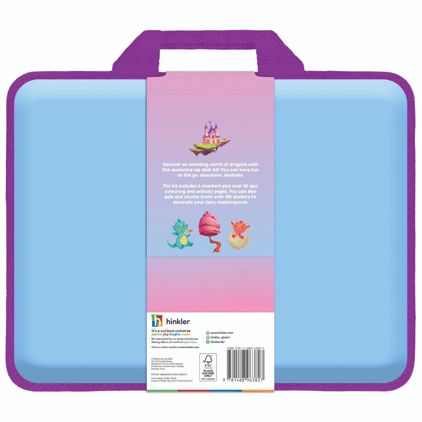 Dragon Kingdom Colouring Set with Lap Desk | Colouring and Activity Book with 5 Markers | Gifting Kit | For 3 to 6 Year Kids