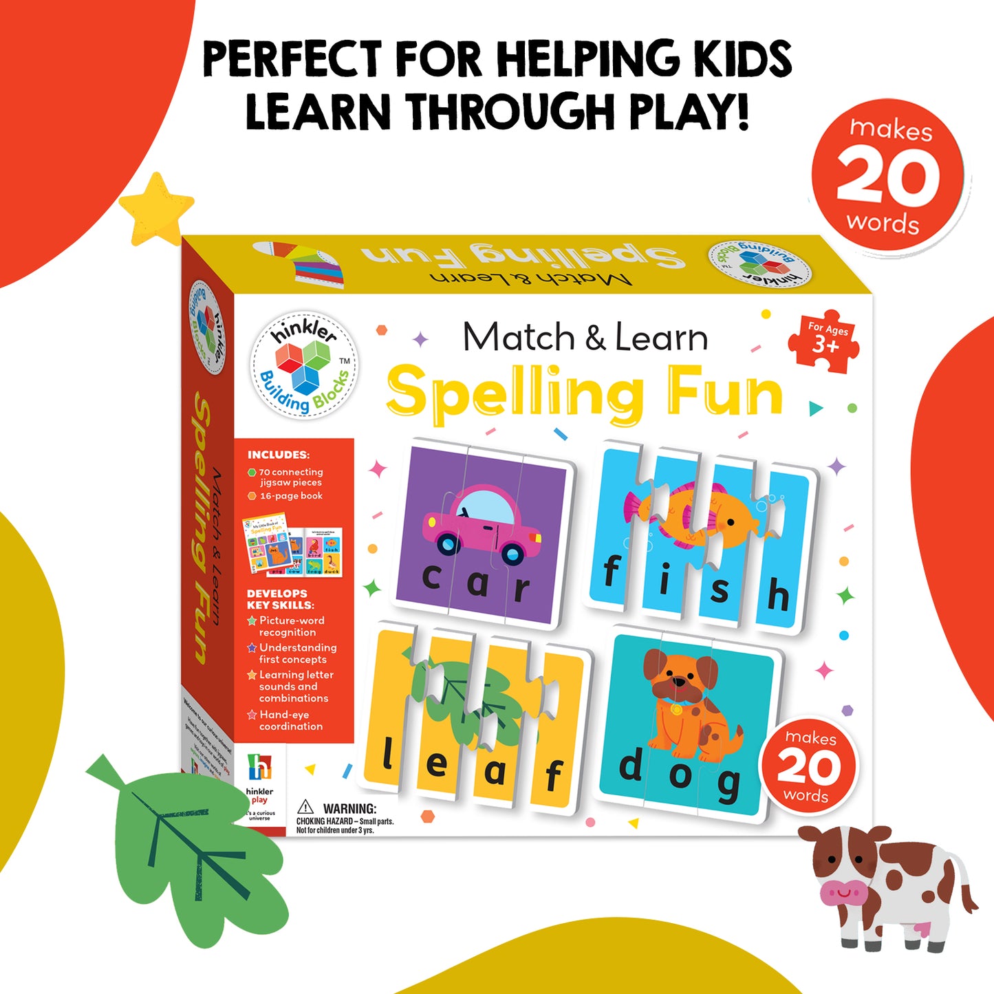 Building Blocks Match & Learn Spelling Fun | Jigsaw Set | Learning with Fun for Toddlers