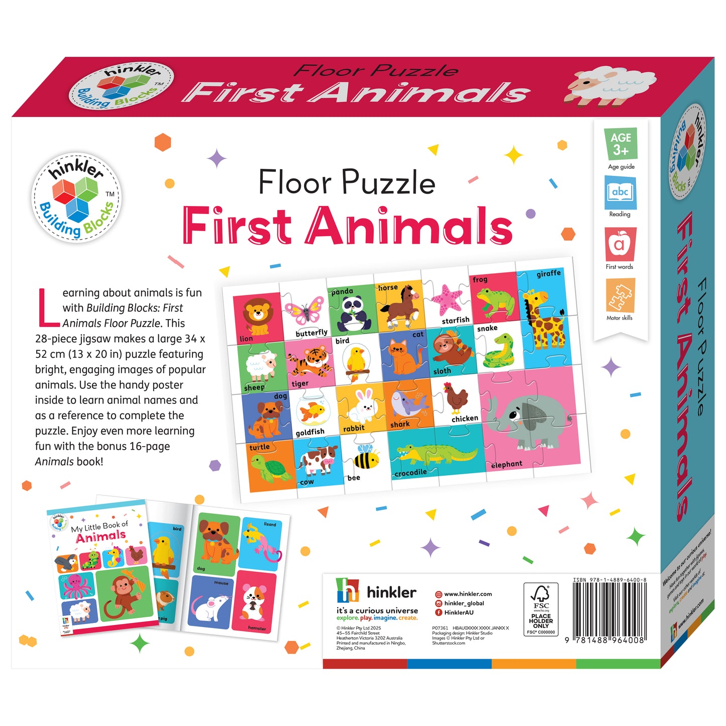 Building Blocks Floor Puzzle First Animals | Jigsaw Set | Learning with Fun for Toddlers