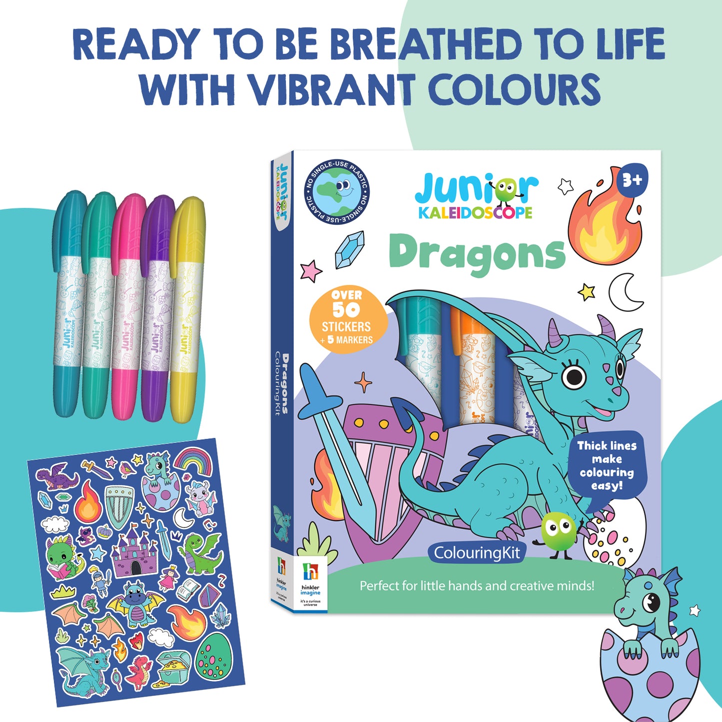 Jr Kaleidoscope Colouring Kit Dragons | Gifting Kit | Stickers and Pastel Marker | Return Gift