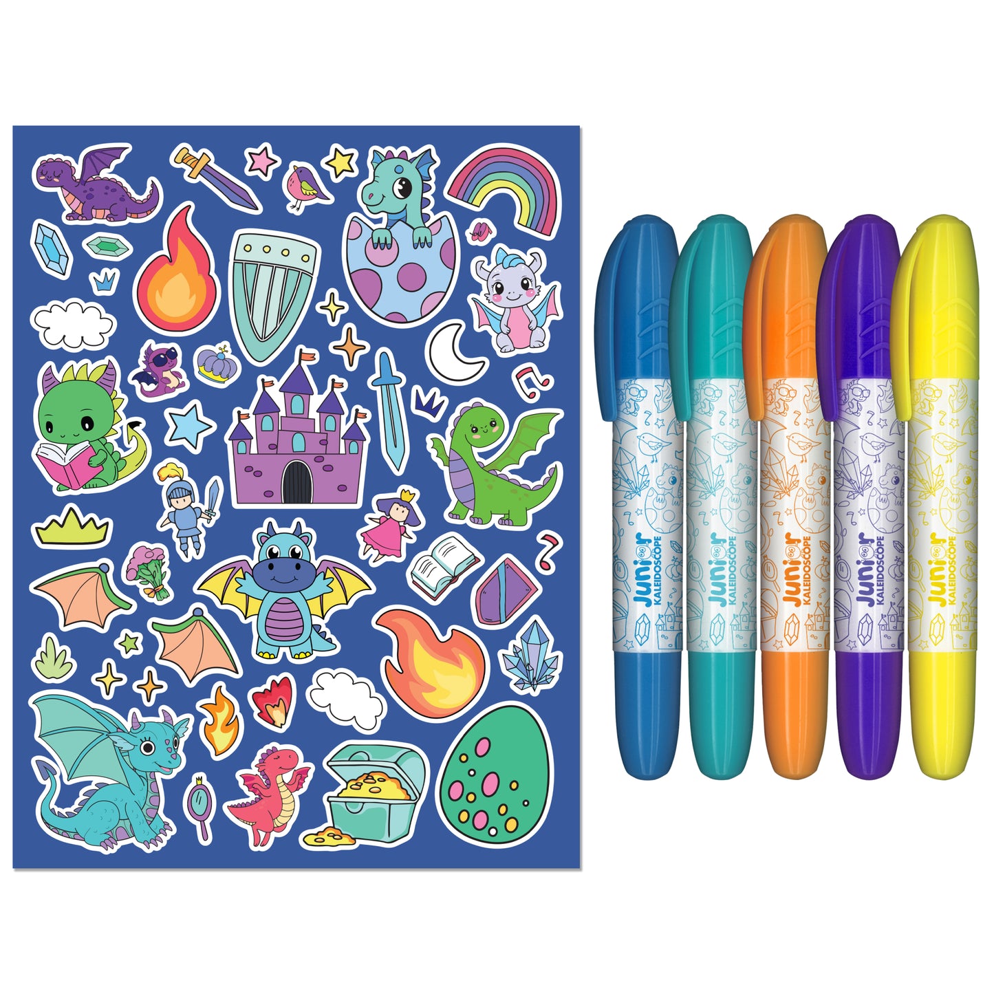 Jr Kaleidoscope Colouring Kit Dragons | Gifting Kit | Stickers and Pastel Marker | Return Gift