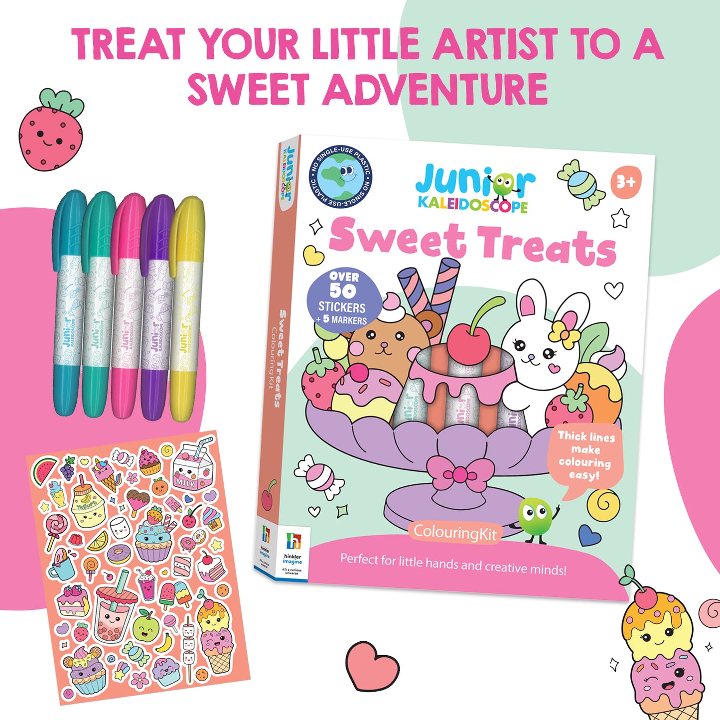 Jr Kaleidoscope Colouring Kit Sweet Treats | Gifting Kit | Stickers and Pastel Marker | Return Gift