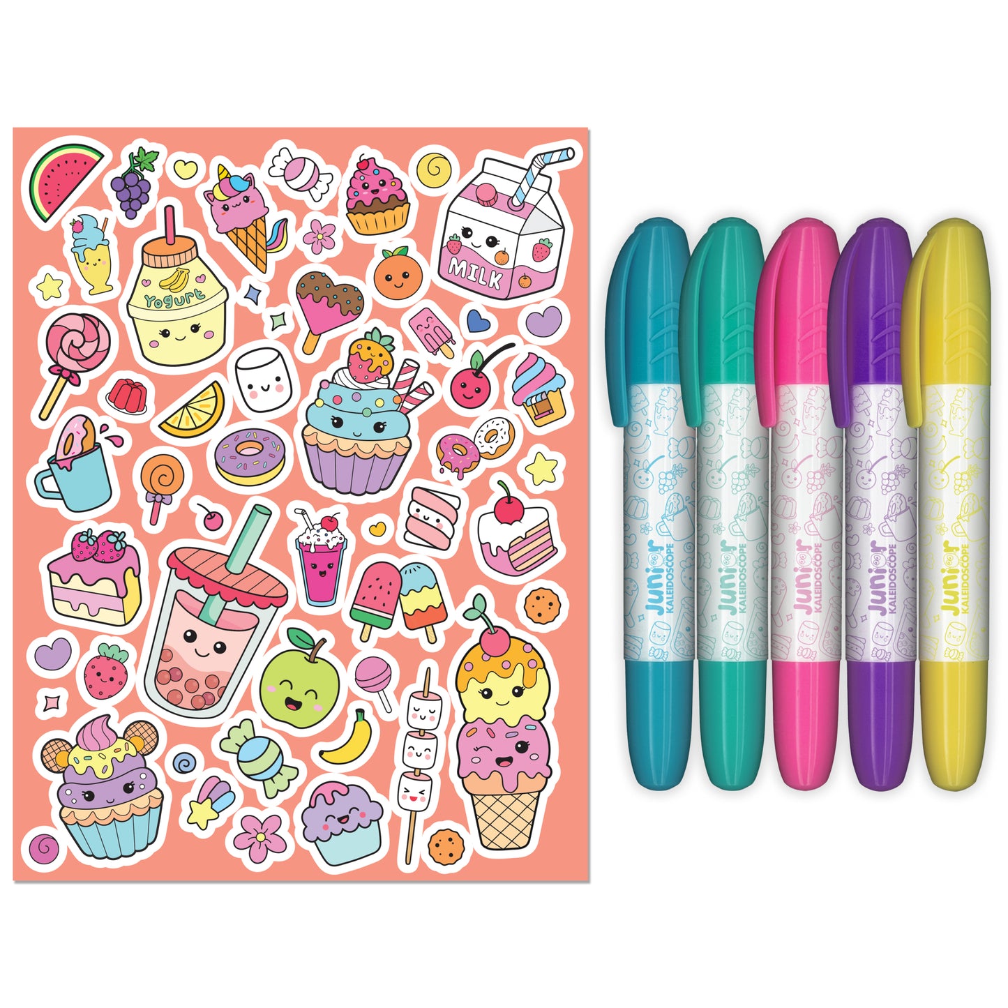 Jr Kaleidoscope Colouring Kit Sweet Treats | Gifting Kit | Stickers and Pastel Marker | Return Gift