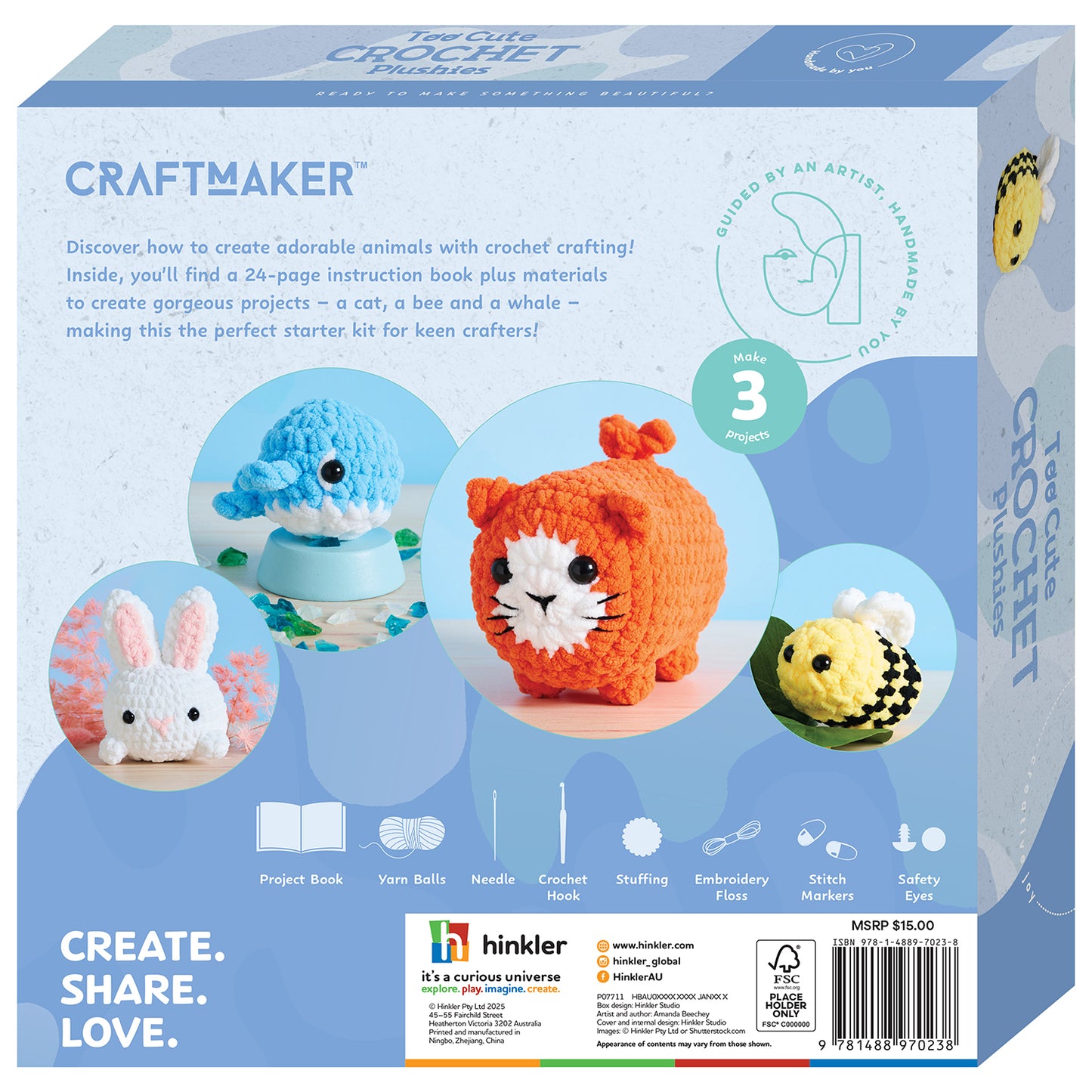 Too Cute Crochet Plushies | crochet kit for beginners | DIY Plushie Making Set | Cute Crochet Animals Kit | Make Your Own Soft Toys | Crochet craft Kit for Kids and Adults | Kit with Yarn and Tools | Handmade plushie gift set