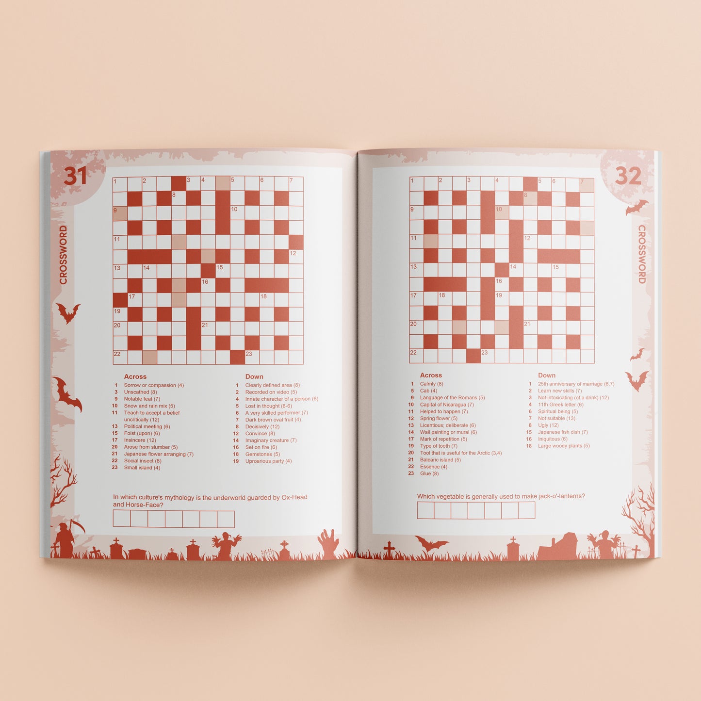 Killer Puzzles Crossword| Crossword Puzzle Book | Activity Book | Horror and Spooky Themes | Halloween | Pop Culture | Murder-mystery| Crossword for Kids | 8-12 Years