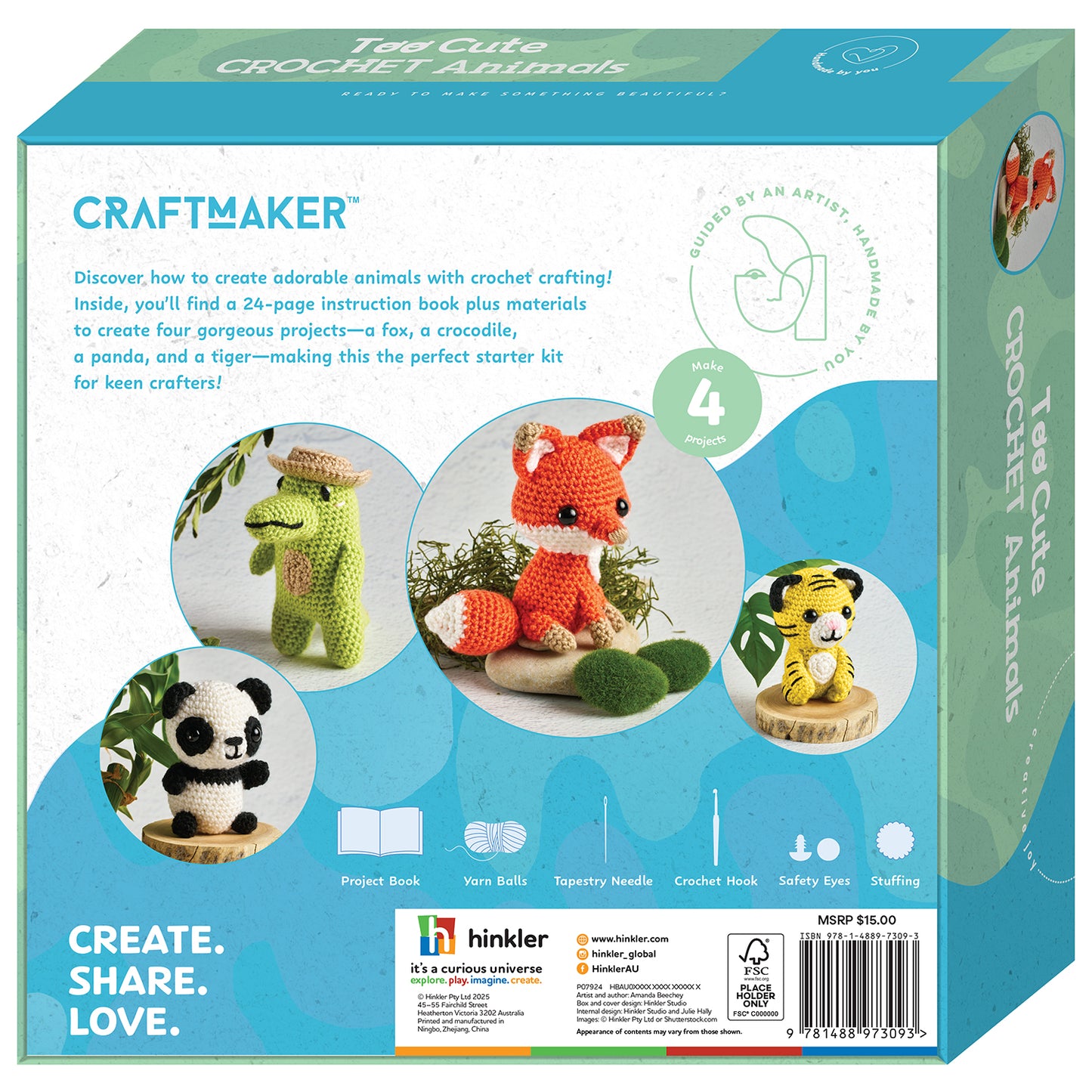 Craft Maker Too Cute Crochet Animals Kit | DIY Crochet Animals Kit | Make Your Own Plush Toys | Crochet Kit for Beginners | Animal Crochet Kit for Kids