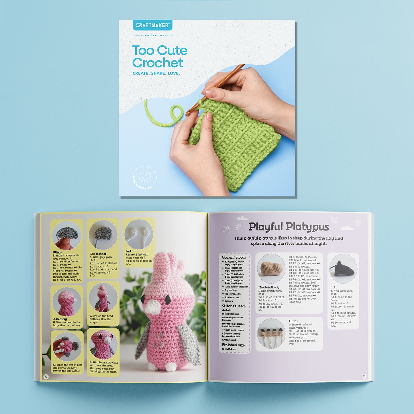 Craft Maker Too Cute Crochet Animals Kit | DIY Crochet Animals Kit | Make Your Own Plush Toys | Crochet Kit for Beginners | Animal Crochet Kit for Kids