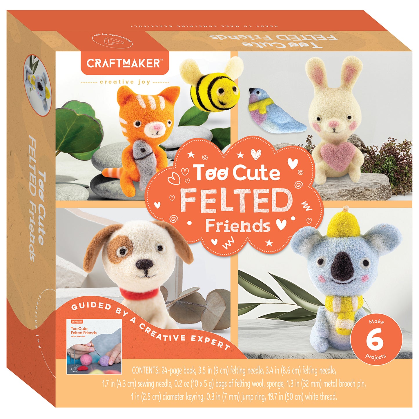 Craft Maker Too Cute Felted Friends Kit | DIY Crochet Animals Kit | Make Your Own Plush Toys | Crochet Kit for Beginners | Animal Crochet Kit for Kids