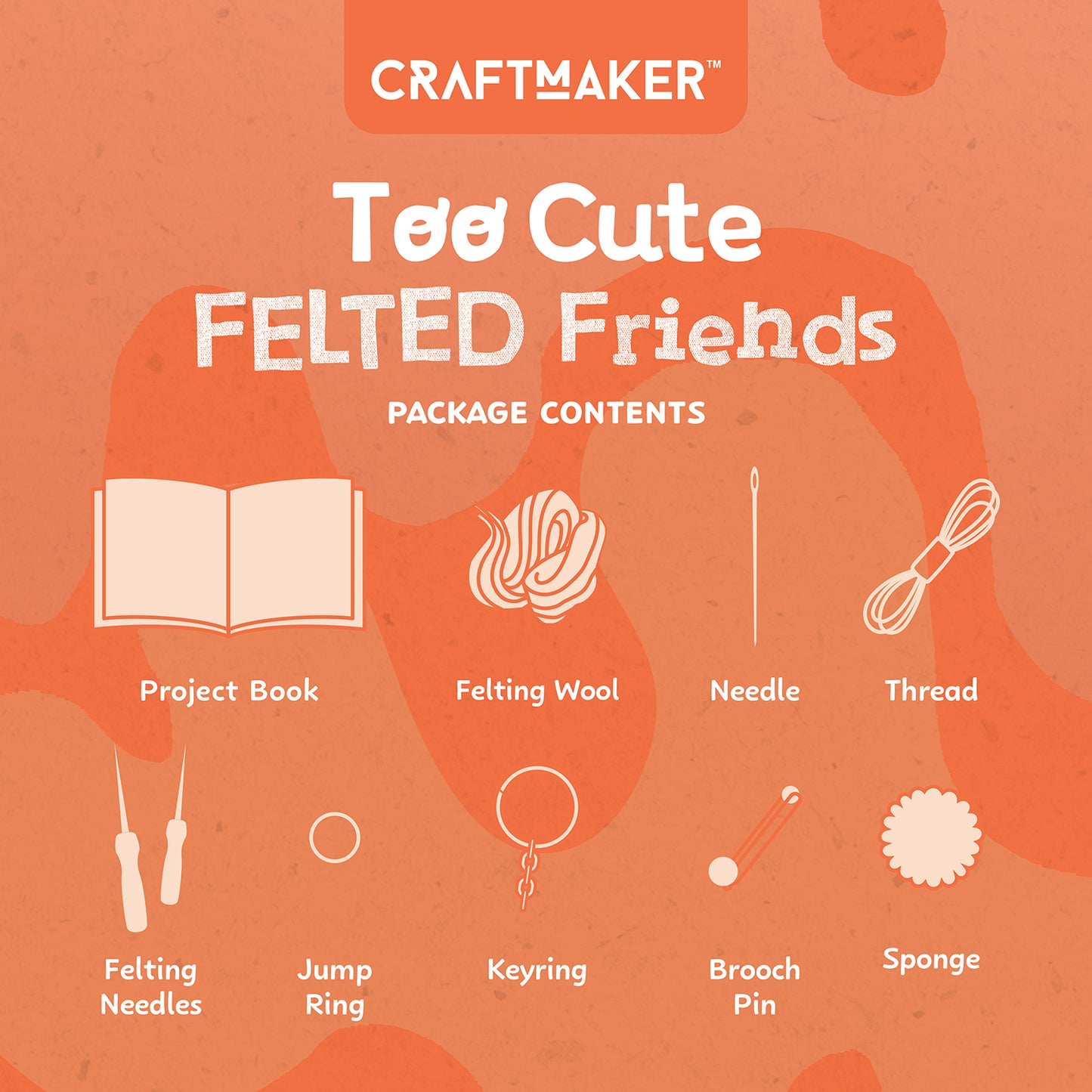 Craft Maker Too Cute Felted Friends Kit | DIY Crochet Animals Kit | Make Your Own Plush Toys | Crochet Kit for Beginners | Animal Crochet Kit for Kids