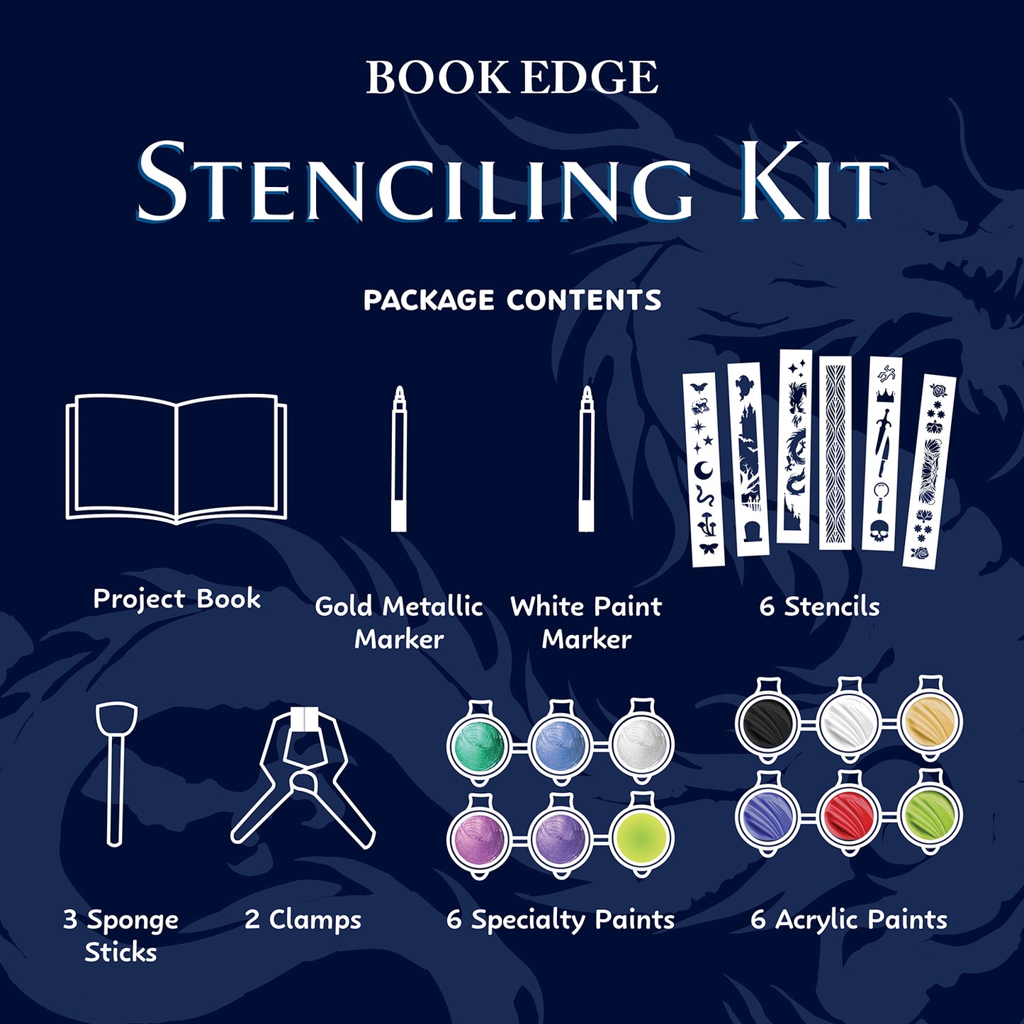 Book Stenciling Kit | Book Stenciling Kit | Stencil Art Kit for Kids | DIY Book Decoration Kit | Creative Stencils for Journaling | Craft Kit with Markers and Stencils | Reusable Stencil Set for Drawing | Art Supplies for Kids and Adults