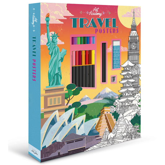 Parragon Travel Posters Colouring Book set for Kids, Colour your famous places