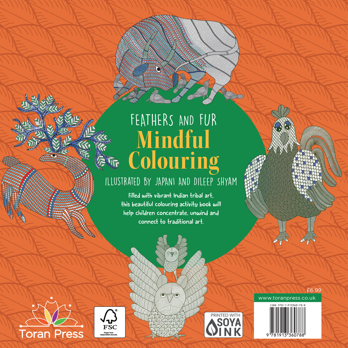 Feathers and Fur Mindful Colouring | Colour me calm | Colouring book | Intricate colouring book