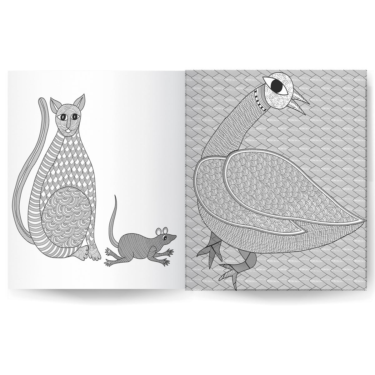 Feathers and Fur Mindful Colouring | Colour me calm | Colouring book | Intricate colouring book