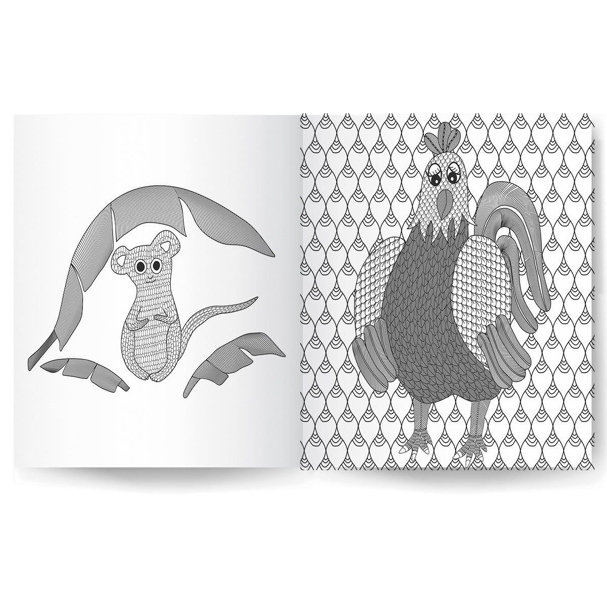 Feathers and Fur Mindful Colouring | Colour me calm | Colouring book | Intricate colouring book