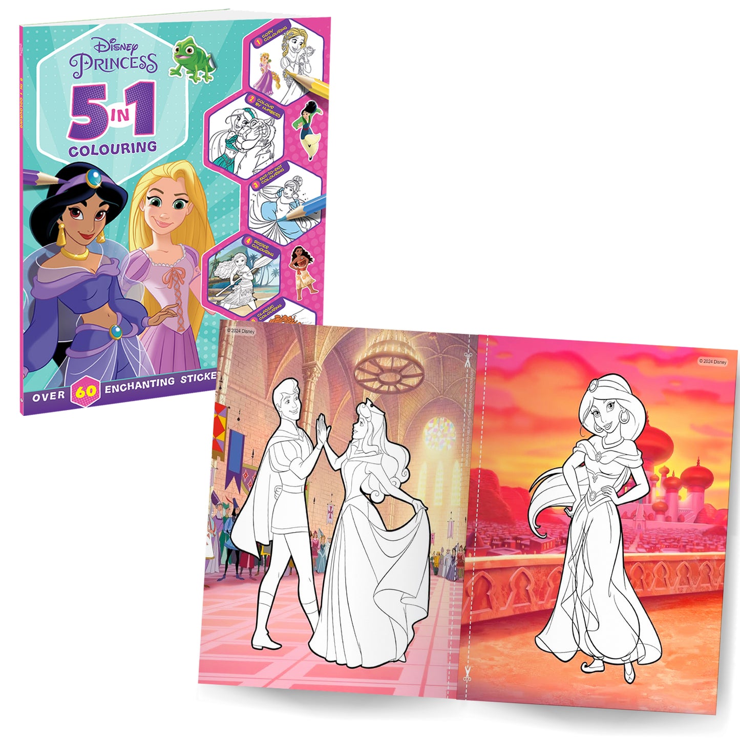 Disney The Lion King and Princess 5-in-1 Pack of 3 Sticker and Colouring Books | Stickers, Colouring and Activities for 5 to 8 Year Old Kids