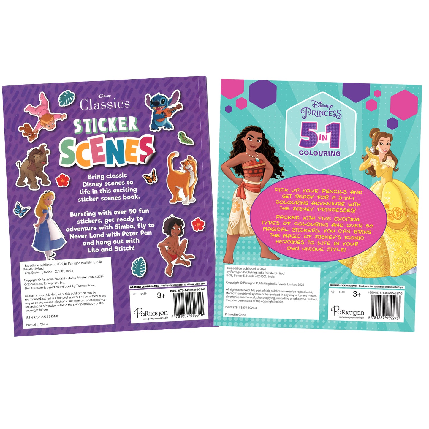 Disney Princess 5-in-1 Colouring and Disney Classics Sticker Book (Pack of 2 Books) | Stickers, Colouring and Activities for 5 to 8 Year Old Kids