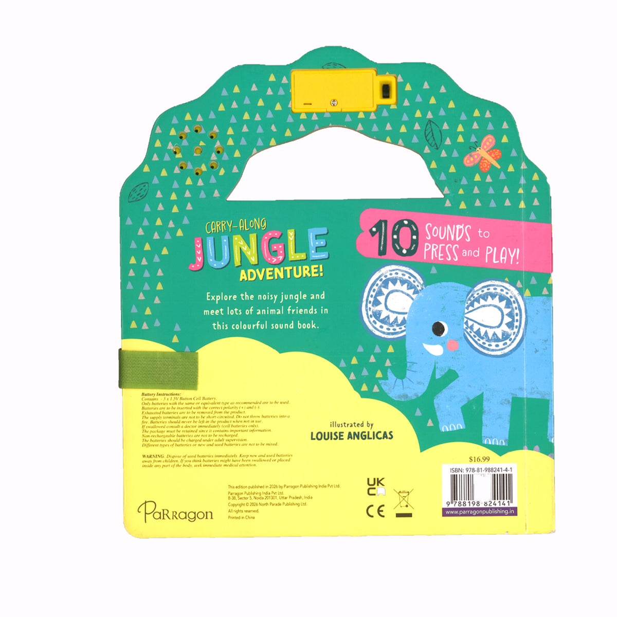 Carry Along 10 Button Sound Book: Jungle Adventure | Interactive Sound Book for Kids| Early Learning | Travel-Friendly | Press & Play Carry-Along