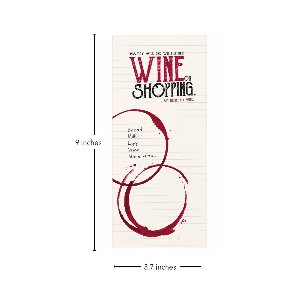 Wine Magnetic Shopping List Pad | 74 Tear-Off Sheets with Fridge Magnets