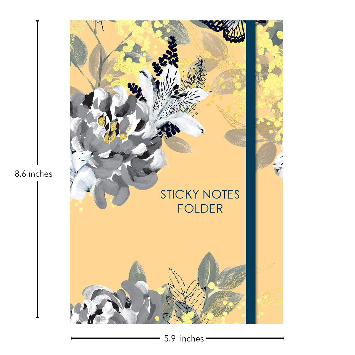 Bee Wild Sticky Notes Folder | 7 Sticky Note Pads, Tear-Off List Pad & Hardback Organizer