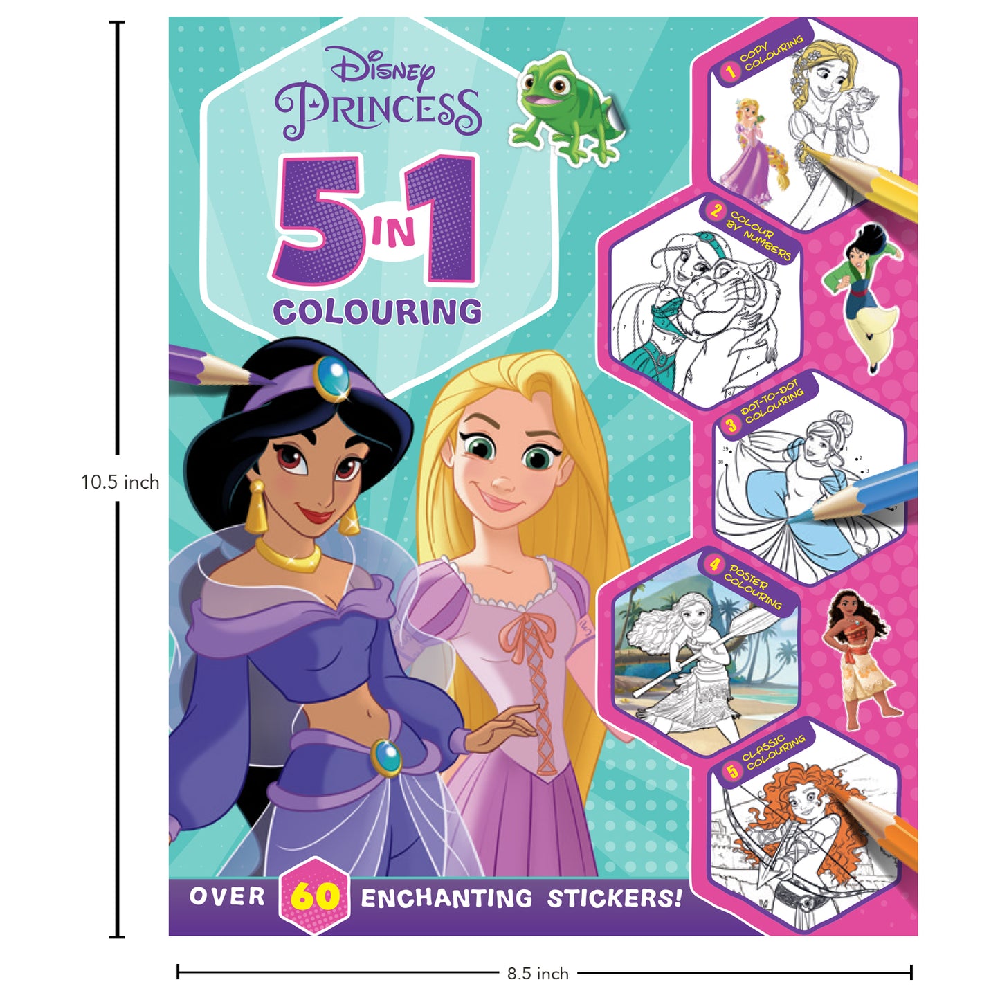 Disney Princess: 5-In-1 Colouring | Stickers, Coloring & Activities Books for Kids