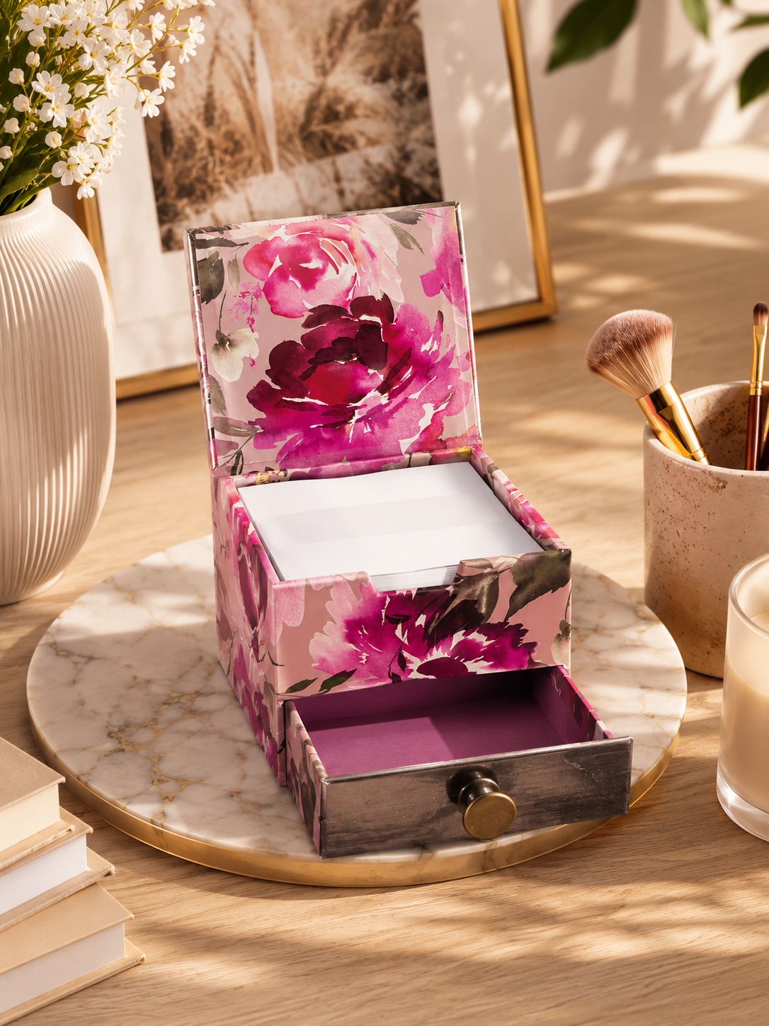 Memo Cube  Passion Theme | Floral Desk Organiser