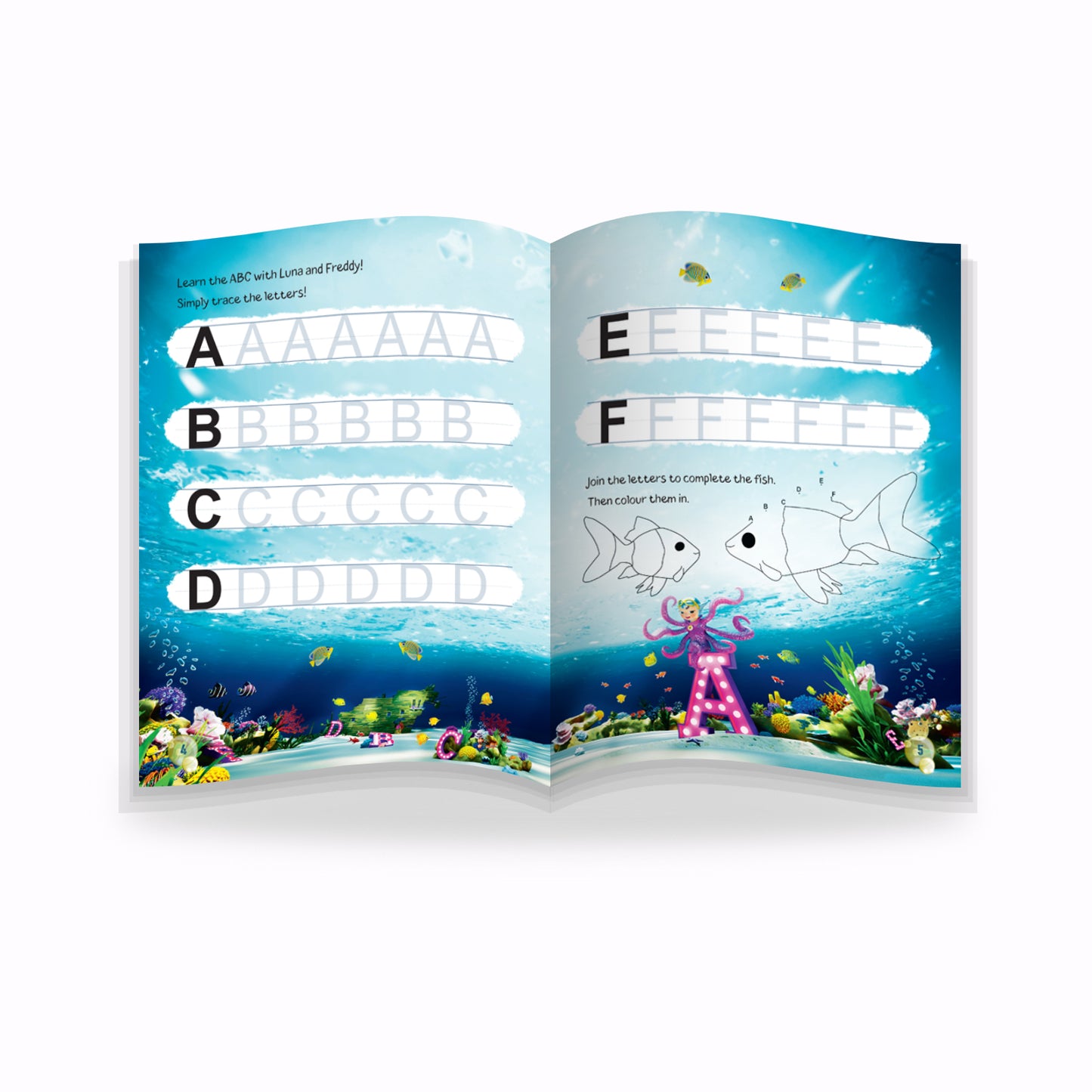 Write with Luna Octopus | Activity Book | Writing Activity | Early Learning Workbook | Handwriting Practice | Learn Alphabets
