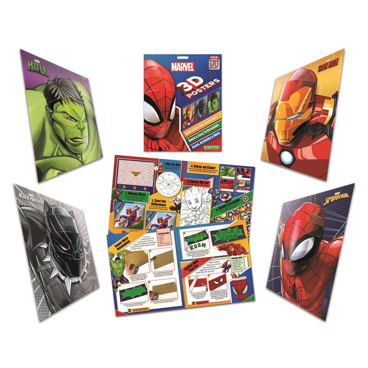 Marvel: Pop Heads - 3D Crafts | 3D posters | Marvel activity book | Press out model book Parragon