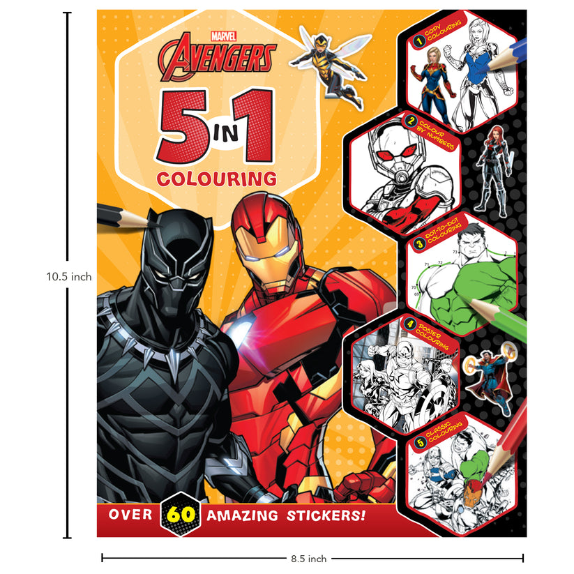 Marvel Avengers: 5-In-1 Colouring | Stickers, Coloring & Activities Bo ...
