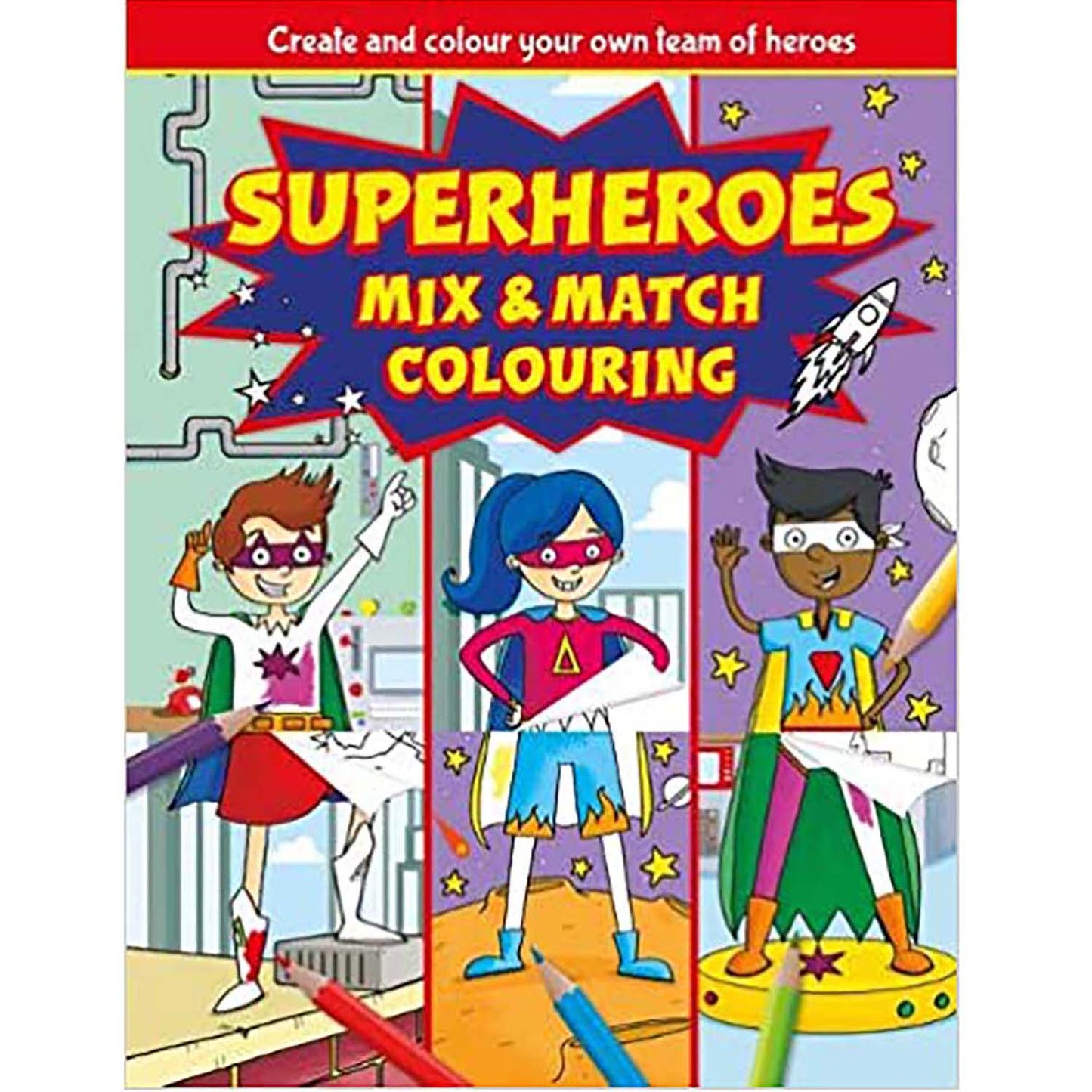 Superheroes Mix & Match Colouring (Mixed-up Colouring) [Spiral-bound] Parragon Publishing India