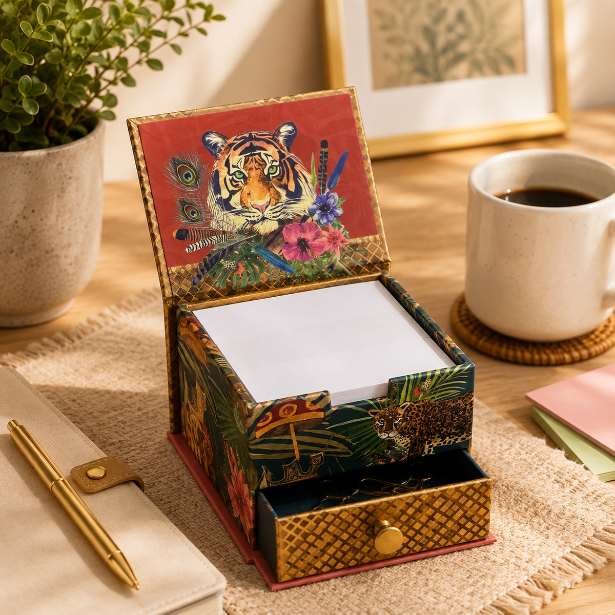 Memo Cube  Abundance Theme | Decorative Desk Organiser