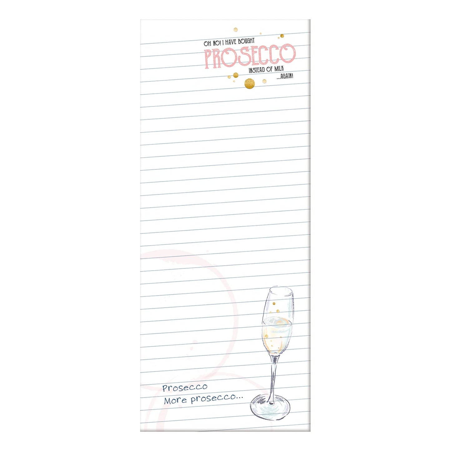 Prosecco Magnetic Shopping List Pad | 74 Tear-Off Sheets with Fridge Magnets