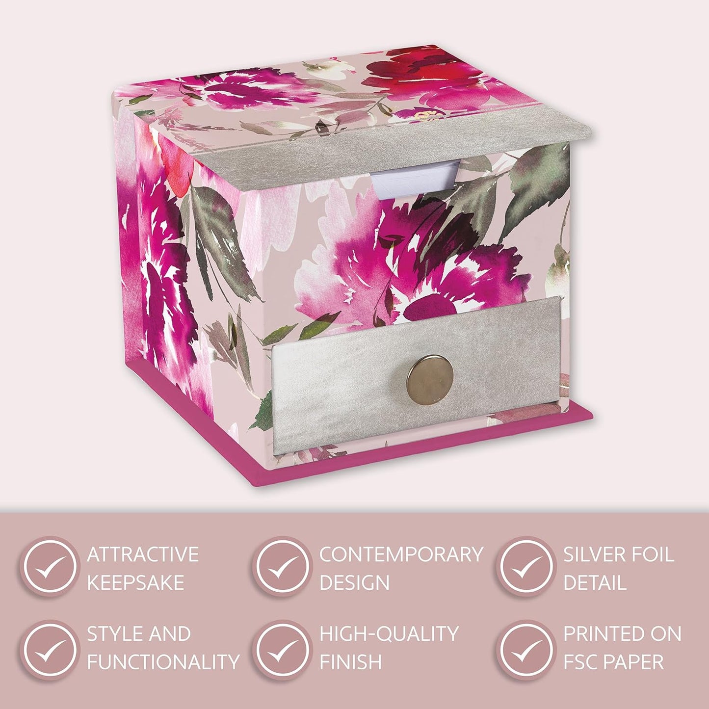 Memo Cube  Passion Theme | Floral Desk Organiser