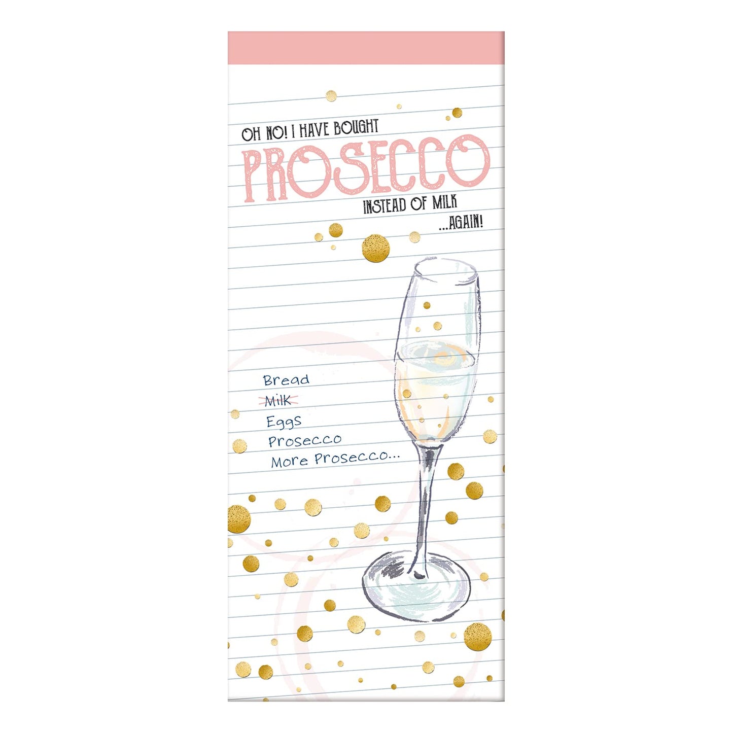 Prosecco Magnetic Shopping List Pad | 74 Tear-Off Sheets with Fridge Magnets