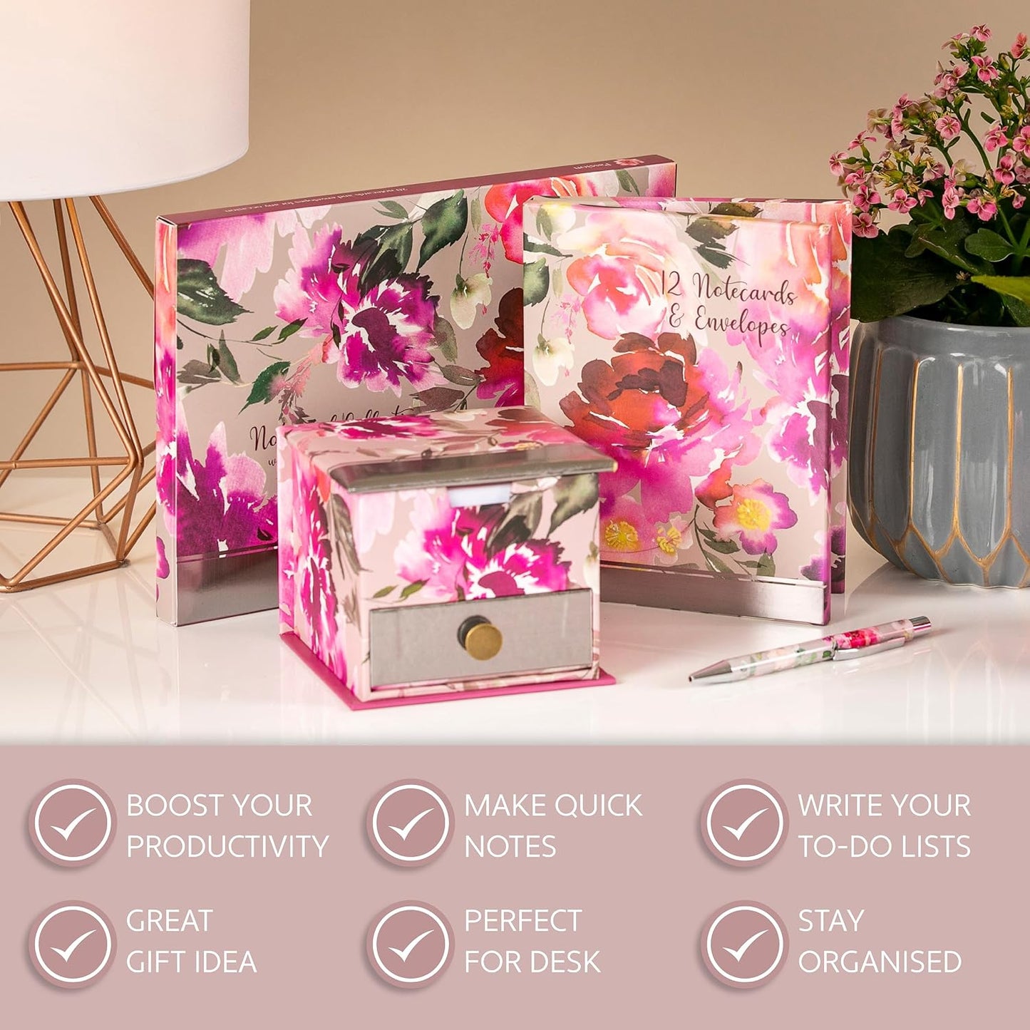Memo Cube  Passion Theme | Floral Desk Organiser