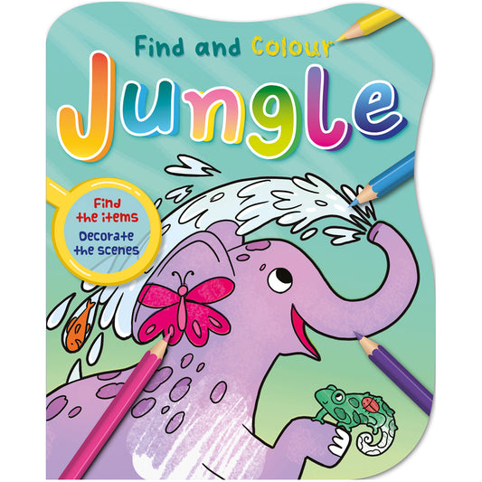 Find and Colour Activity Book | Jungle Colouring Book | Colouring and Activity book for kids | Die cut book