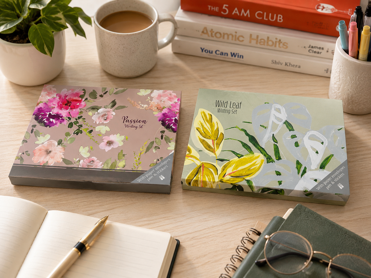 Passion Writing Set | 32 A5 Letter Sheets, 16 Envelopes, Pen & Stickers