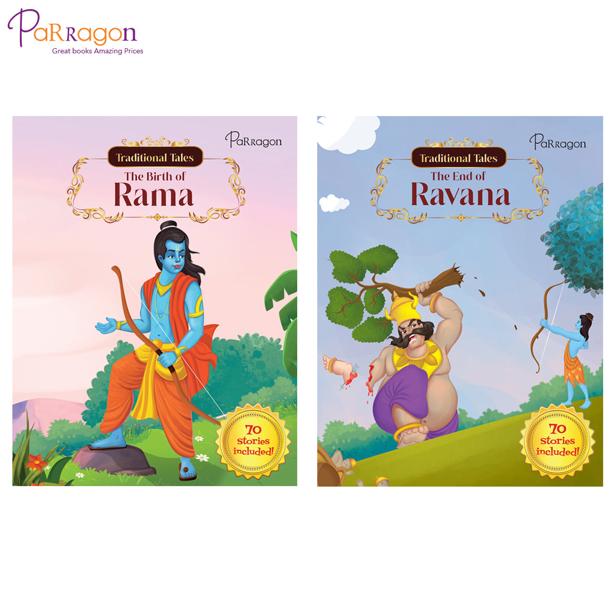 Traditional Tales Ramayana - Story of The Birth of Rama and The End of Ravana (Set of 2 books)