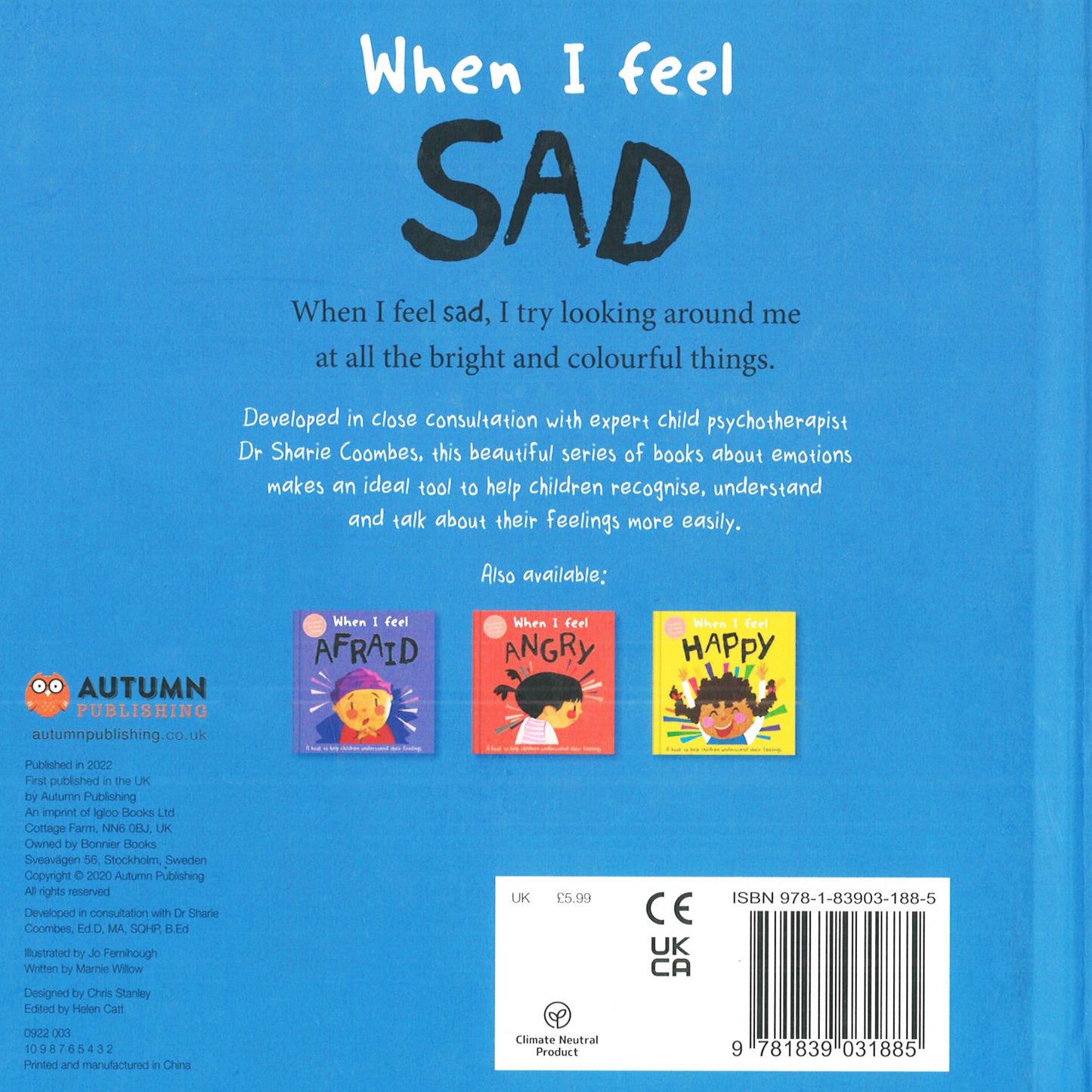 When I Feel Sad (A Children's Book about Emotions) [Hardcover] Coombes, Dr Sharie