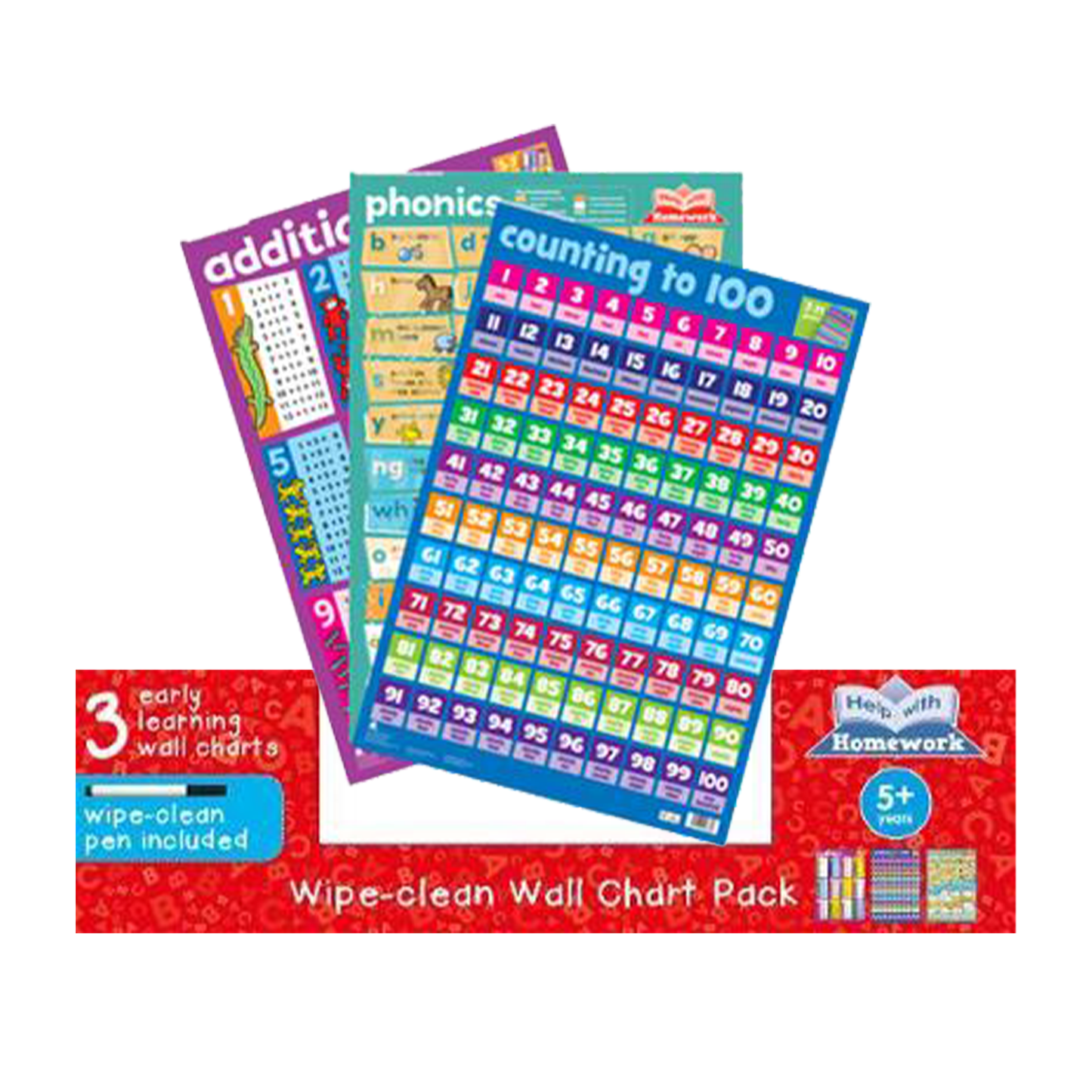 Help With Homework Wipe-clean Wall Chart Pack 5+ (Wallchart Pack HWH WC 5+) Parragon